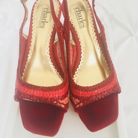 Charles David Red Cork Slingback Wedge - Picture 2 of 4